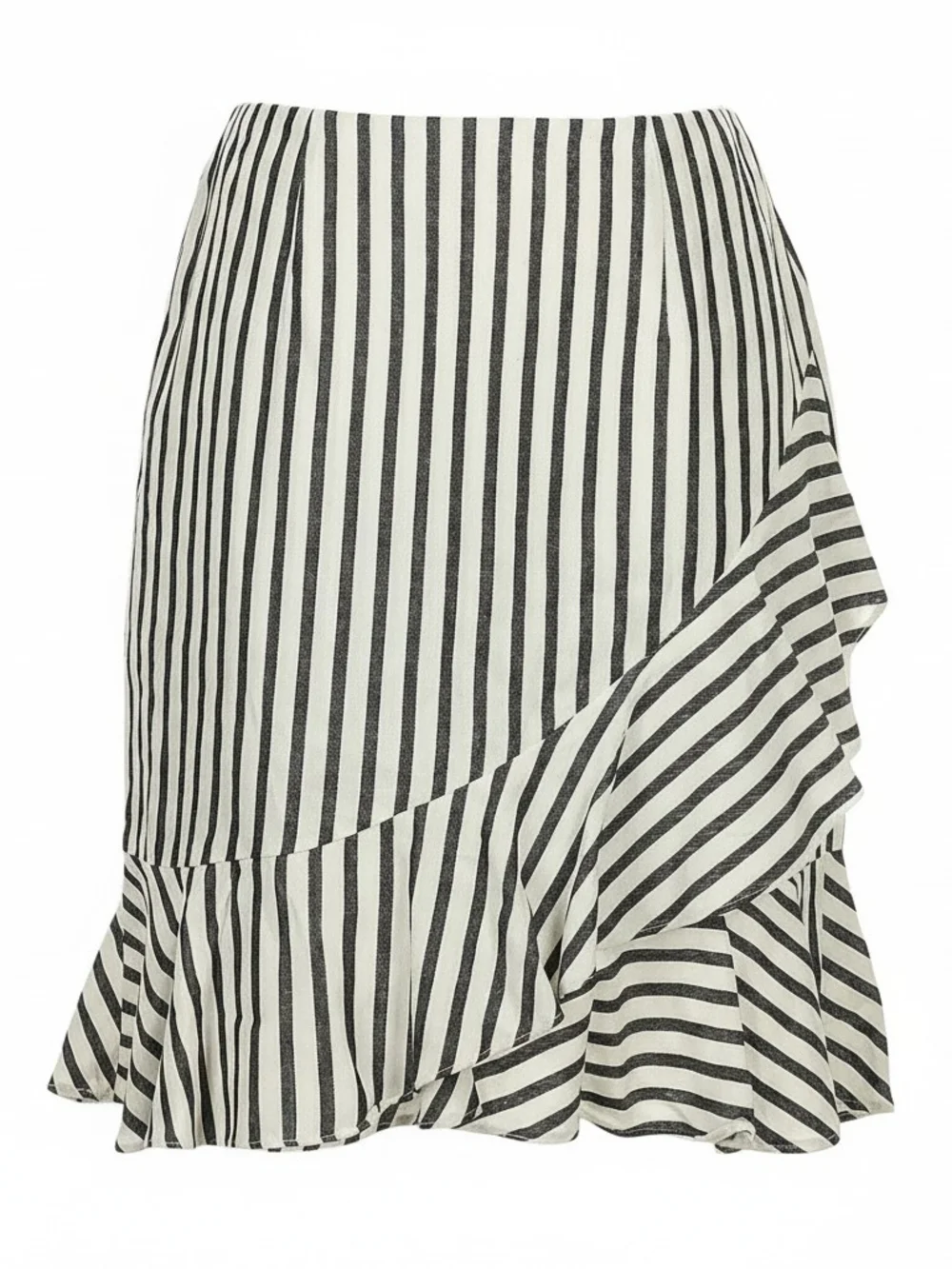 A New Day Striped Ruffle Wrap Mini Skirt - Size 4 - Black & White